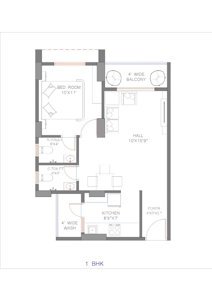Advait Skyline Premium 1 BHK Floor Plan Layout Blueprint